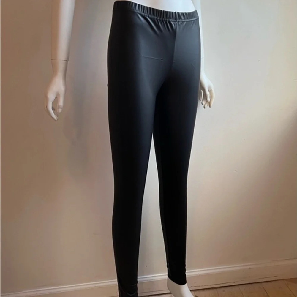 Dorothy Perkins Shiny Wet Look Black Leggings Pants Stretch US6  UK 10